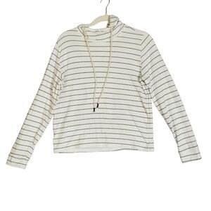 Marine Layer Women's Striped Hooded Long Sleeve Pull Over Sweatshirt Medium